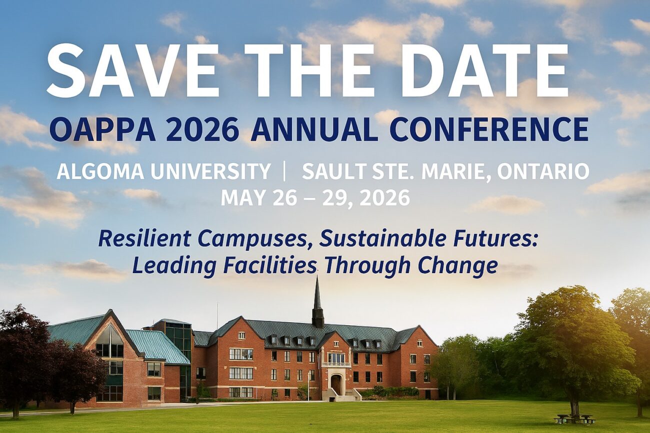 Save the date poster for 2026 OAPPA Annual Conference held at Algoma University from May 26 to May 29, 2026